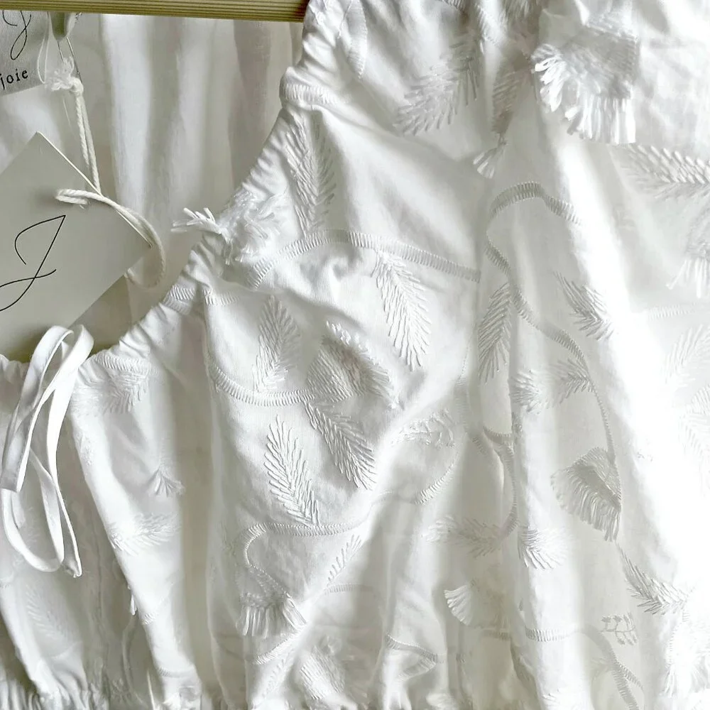NEW! GORGEOUS BOHO ELASTIC WAIST White BLOUSE By JOIE - Picture 4 of 5